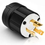 NEMA L6-30P Locking Plug, Generator Twist Lock Adapter Male Plug, 30 Amp, 250 Volt, 2 Pole, 3 Wire Grounding, Heavy Duty Industrial Grade, Electrical Replacement Connector, UL Listed