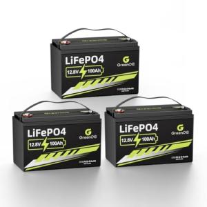 12V 100Ah LiFePO4 Battery Group 31 With Built-in 100A BMS, 15000 Deep Cycles Rechargeable Lithium Battery Prefect for Solar System, Rvs, Marine, Vans, Trailer, Backup (12V 100Ah*3Packs)