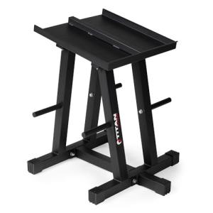 Titan Fitness Dumbbell Stand and Plate Tree, 260 LB Capacity, Organize Classic Dumbbells, Power Blocks, Loose Plates, Home Gym Storage Rack