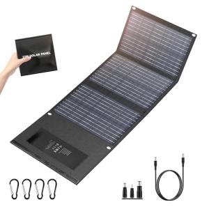 Enginstar 22W Portable Solar Panel for Power Station Solar Charger for Solar Generator Foldable Solar Panel for Camping RV Trip, QC3.0 USB Ports & DC Output, Compatible with iPhone Ipad, Laptop etc