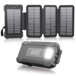 Solar Power Bank 38800mAh with 4 Solar Panels, Portable Charger USB C 18W Fast Charging for iPhone Samsung, IP67 Waterproof Outdoor External Battery Pack with Flashlight/SOS/Strobe (Black, 38800mAh)