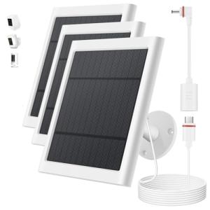 Solar Panel for Ring Camera, 3 Pack 4W Solar Charger Compatible with Rings Spotlight &All-New Stick Up Outdoor Cam Battery, 10ft Long Cable with USB-C to Ring Barrel Plug Adapter