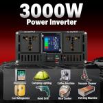 ROADGIVE 3000W Pure Sine Wave Inverter 12V DC to 110V AC, Car Power Inverter with Dual AC Outlets, LCD Display, Smart Cooling Fan for Home, Vehicle, Road Trips, Camping