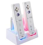 Charging Dock Charger Station for Wii, 4 Port Remote Controller Charger with 4pcs 2800mAh Rechargeable Batteries (White)