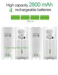 Charging Dock Charger Station for Wii, 4 Port Remote Controller Charger with 4pcs 2800mAh Rechargeable Batteries (White)