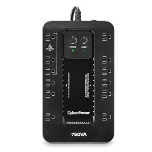 CyberPower EC750G Ecologic Battery Backup & Surge Protector UPS System, 750VA/450W, 12 Outlets, ECO Mode, Compact Uninterruptible Power Supply, Black