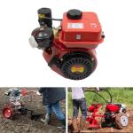 BRICZUNA 4-Stroke Diesel Engine, 196cc Single-Cylinder Manual Engine Speed of 1650-3800rpm with Air-Cooling System for Garden, Farming and Transport Die-Casting Aluminum, Irrigation (Red)