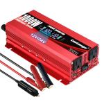 Cantonape 1000W/2000W(Peak) Car Power Inverter DC 12V/24V to 110V AC Converter with LCD Display Dual AC Outlets 3.0A USB and Type-C Car Charger for Car Home Laptop Truck Red
