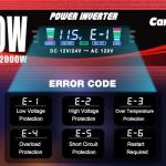 Cantonape 1000W/2000W(Peak) Car Power Inverter DC 12V/24V to 110V AC Converter with LCD Display Dual AC Outlets 3.0A USB and Type-C Car Charger for Car Home Laptop Truck Red