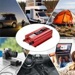 Cantonape 1000W/2000W(Peak) Car Power Inverter DC 12V/24V to 110V AC Converter with LCD Display Dual AC Outlets 3.0A USB and Type-C Car Charger for Car Home Laptop Truck Red