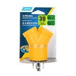 Camco 55438 PowerGrip (30M/2 x 15F) 4-Prong Generator Adapter