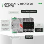 100Amp AC110V Automatic/Manual Transfer Switch 4P 50/60Hz, 4POLE 100A Mini ATS Solar Auto Dual Power Switch W2R for Home Generator, Din Rail Mount Cn Automatic Changeover Fast Transfe for,Rv,Lv Power