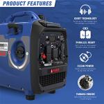 A-iPower Portable Inverter Generator, 2500W Ultra-Quiet Powered By Yamaha Engine RV Ready, EPA & CARB Compliant, CO Sensor Ultra Lightweight For Backup Home Use, Tailgating & Camping (SC2500i)