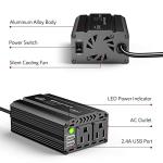 400W Power Inverter DC 12V to 110V AC Car Charger Converter with 4.8A Dual USB Ports and 2 AC Outlets Car Adapter (Black)
