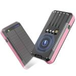 Wreaoves Solar Power Bank 33800mAh Wireless Portable Charger with Built-in 4 Cables, Fast Charging Battery Pack with 7 Outputs,4 Inputs, LED Camping Flashlight,Compass