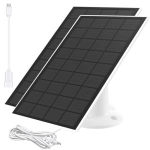 Solar Panel for Eufy Camera, for eufyCam 2/2 Pro,2C/2C Pro,E,soloCam E20/E40 Spotlight,IP65 Waterproof USB-C Solar Panel Charger for eufy with Micro USB & Micro Plug (2Pack)