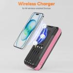 Wreaoves Solar Power Bank 33800mAh Wireless Portable Charger with Built-in 4 Cables, Fast Charging Battery Pack with 7 Outputs,4 Inputs, LED Camping Flashlight,Compass