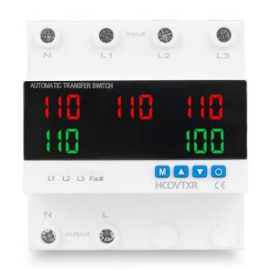 Automatic Transfer Switch 100A 110V,Solar Transfer Switch for Home Generator Grid Inverter Outdoor,ATS with 5 Digits LED Display