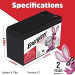Energizer EN9-12, 12 Volt 9 Amp Hr, Long Lasting Sealed Lead Acid AGM Rechargeable Battery Ideal for Use in Home Alarm Systems, Backup Power, Scooters, and More