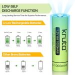Kruta Rechargeable AA Battery for Outdoor Solar Lights, 12 Pack 1.2V NiMH 1000mAh Pre-Charged Double A Solar Battery for Garden Landscaping Outdoor Solar Lights (AA 1000mAh 12 Pack)