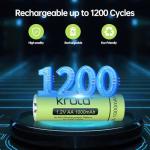 Kruta Rechargeable AA Battery for Outdoor Solar Lights, 12 Pack 1.2V NiMH 1000mAh Pre-Charged Double A Solar Battery for Garden Landscaping Outdoor Solar Lights (AA 1000mAh 12 Pack)