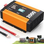 Ampeak 2000W Pure Sine Wave Inverter 12V DC to 120V AC LCD Display Power Inverter 17 Protections 3AC Outlets Dual 5V/3.1A USB Ports for Emergency Backup