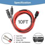 PAEKQ 10AWG Solar Panel Cable to Anderson Connector Adapter Solar Extension Cable Compatible with Anderson PowerPole Port for RV,Goal Zero Yeti,Renogy Portable Solar Generator Power Station (10FT)