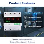 63A 110/120V Triple Power Automatic Transfer Switch,Automatic Switching Between Utility Power、Generator and Inverter,Overcurrent Protection,Overvoltage and undervoltage Protection