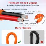 XRDS -RF Solar Extension Cable 40FT, 14AWG Tinned Copper with Solar Panel Connectors, 10AWG Red & Black Branch Wires, Heavy Duty Outdoor Power Cord for RV, Inverter, Generator, Off-Grid System