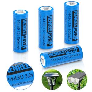 Henreepow 3.2V Rechargeable Solar Batteries, 4-Pack