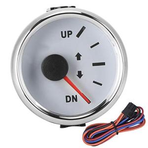 Trim Gauge Boat 52mm/2in UP-DN Boat Marine Trim Gauge 0-190ohm Trim Tilt Indicator Red Backlight(Silver frame on white) for trim gauge for boat mercruiser trim sender gauge kit
