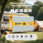 XWJNE 3000W Pure Sine Wave Power Inverter 24V DC to 120V GFCI AC Converter with LCD Display and Remote for Home, RV, Truck, Off-Grid Solar Power