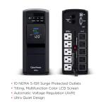 CyberPower CP850PFCLCD PFC Sinewave UPS Battery Backup and Surge Protector, 850VA/510W, 10 Outlets, AVR, Mini-Tower; UL Certified