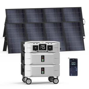 IEE 5120Wh Portable Power Station SP5000 with 2×400W Solar Panel, 120/240V 5000W(Peak 9000W) AC Output Solar Generator, Expandable Capacity, LFP Battery Generator for Home Use, Power Outages, RVs