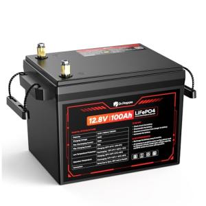 DR.PREPARE 12V 100Ah LiFePO4 Lithium Battery, 1280Wh Deep Cycle Lithium Iron Phosphate Battery with 100A BMS, Low & High Temp Protection, for RV, Marine, Solar Power, Off-Grid, Home Energy Storage