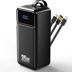 Feidyns 80000mAh Power Bank, 35W Fast Charging Portable Charger Built-in 3 Cables with 7 Ports, High Capacity External Battery Pack for iPhone,Galaxy,Steam Deck, Camping Travel Essentials