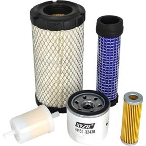 XYZIL Tune-Up Filter Kit 206421 Compatible with Miler Bobcat 250 Welder for Kubota D722FB-25 D722 Diesel Engine Driven Welding Generator 3 Cylinder Outer Inner Air Filter Oil In-Line Fuel Filter