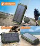 Sudrov Solar Power Bank 42,800mAh, 15W Wireless Portable Charger with Built-in Cables, Outdoor Solar Battery Pack with LED Flashlight, Fast Charging for iPhone, Samsung, iPad etc