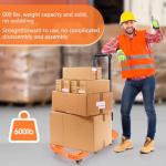 Voipvvii Folding Hand Truck500lbs, Portable Heavy Duty Dolly Cart, 6 Wheels Collapsible Luggage Cart with 2 Elastic Ropes - Compact Trolley Cart for Easy Moving - Ideal Hand Cart for Travel and More