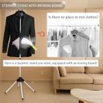 Foldable Garment Steamer Stand with Ironing Gloves for Clothes,Adjustable Steamer Rack with Two Clips for Suit Shirt Overcoat Vest,Steam Iron Stand for Bedroom Cloakroom,Steamer Hanger for Travel