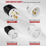 ENERLITES NEMA L5-30 Flanged Inlet Generator Plug, Locking Receptacle Socket, 30 Amp, 125 Volt, 2 Pole, 3 Wire Grounding, Industrial Grade, 66453-W, White