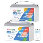 Redodo 2 Pack 12V 100Ah LiFePO4 Battery Bluetooth, Group 31 Lithium Battery, 5P5S, 100A BMS, Peak 500A Current, Up to 15000 Deep Cycles, Perfect for Trolling Motor, Golf Cart, RV, Solar Home