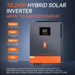 10200W Solar Inverter, 48V DC to 220-230V AC, Off Grid Pure Sine Wave Solar Inverter with 160A MPPT Charge Controller, Max PV Array 5400W, for Home, RV, for 48V Lead Acid & Lithium Battery