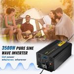 VEVOR Pure Sine Wave Inverter 3500 Watt Power Inverter, DC 12V to AC 120V Car Inverter, with USB Port LCD Display Remote Controller and AC Outlets, for RV Truck Car Solar System Travel Camping