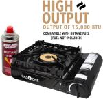 Gas One 15,000 BTU Propane or Butane Stove Dual Fuel Stove Portable Camping Stove - Patented - with Carrying Case Great for Emergency Preparedness Kit (Stove + 4 Fuel)