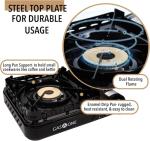 Gas One 15,000 BTU Propane or Butane Stove Dual Fuel Stove Portable Camping Stove - Patented - with Carrying Case Great for Emergency Preparedness Kit (Stove + 4 Fuel)