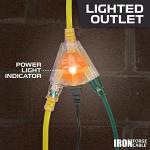 50ft Lighted Outdoor Extension Cord with 3 Outlets