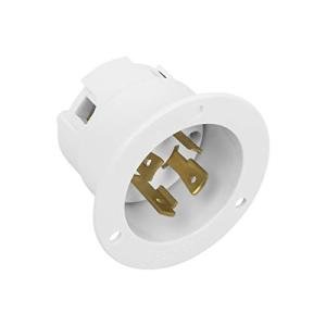 ENERLITES NEMA L14-30 Flanged Inlet Generator Plug, Locking Receptacle Socket, 30 Amp, 125/250 Volt, 3 Pole, 4 Wire, Grounding Welding Use 7500 Watts, Industrial Grade, 66493-W, White