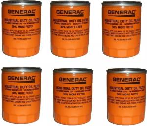 6 pack of 070185ES Oil Filters for Air-Cooled and Portable Generators Compatible With Generac 070185E