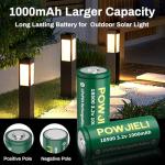 POWJIELI 18500 Rechargeable Solar Batteries 3.2V, LiFePO4 1000mAh 3.2v Lithium Battery for Outdoor Garden Solar Lights, Flashlight (8 Pack)
